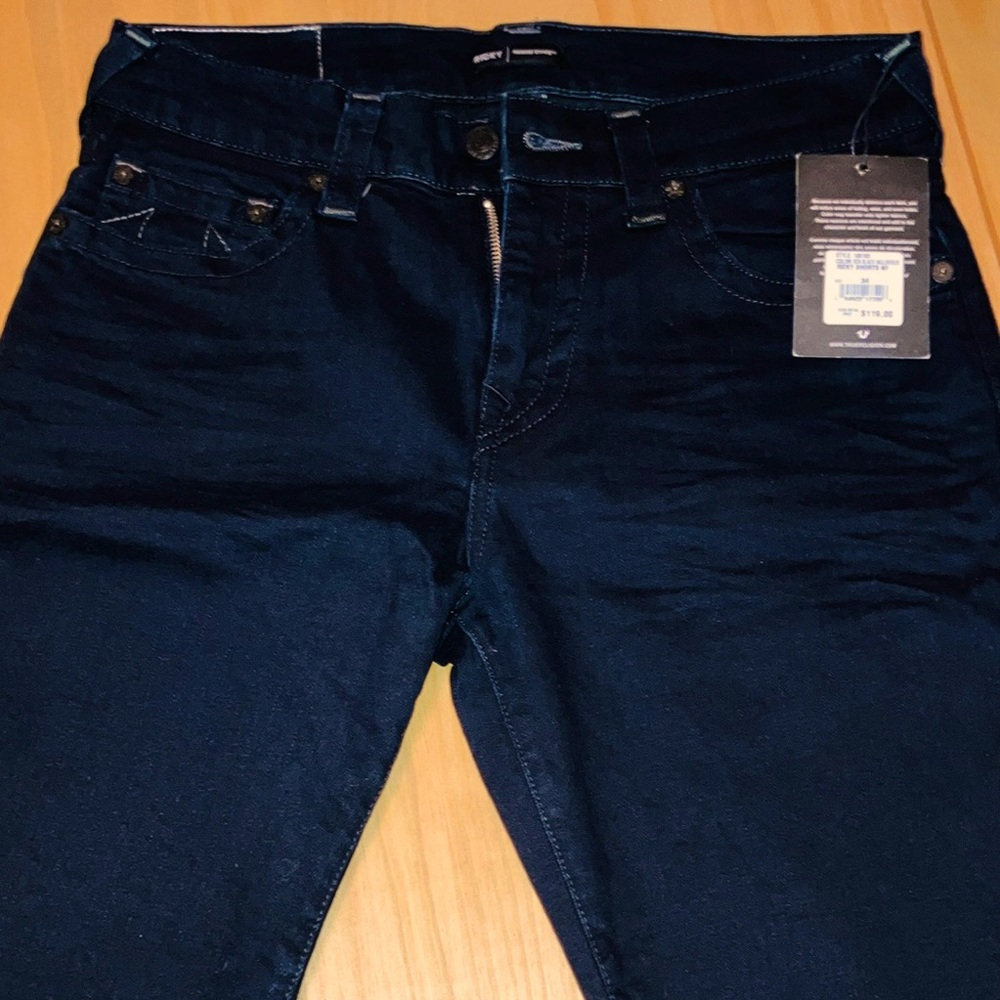 True Religion black denim Ricky shorts